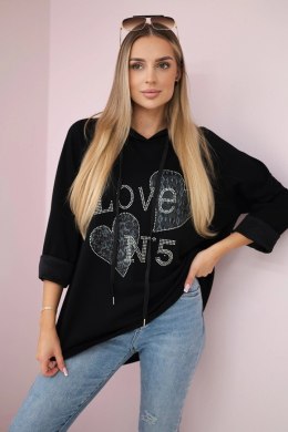 Bluza wiskozowa oversize Love czarna