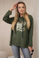 Bluza wiskozowa oversize z nadrukiem khaki