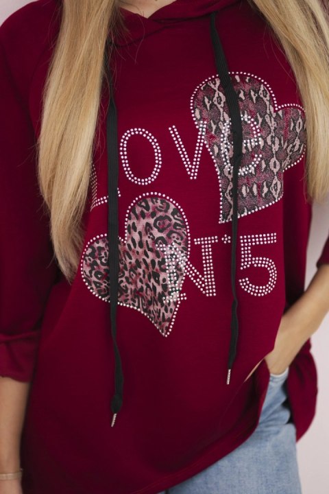 Bluza wiskozowa oversize Love bordowa Bluza wiskozowa oversize Love bordowa