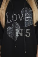 Bluza wiskozowa oversize Love czarna