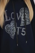 Bluza wiskozowa oversize Love granatowa