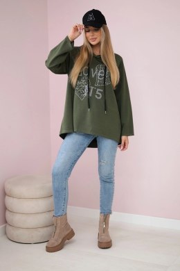 Bluza wiskozowa oversize Love khaki