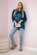 Bluza wiskozowa oversize Love morska