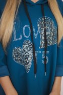 Bluza wiskozowa oversize Love morska