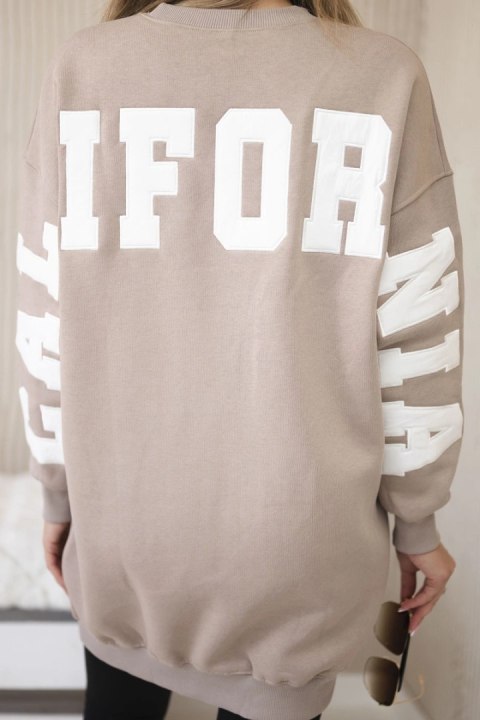 Bluza ocieplana z napisem California ciemno beżowa Bluza ocieplana z napisem California ciemno beżowa