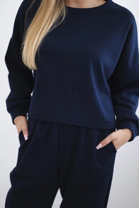 Komplet z wiskozy Amour bluza + spodnie granatowy Komplet z wiskozy Amour bluza + spodnie granatowy