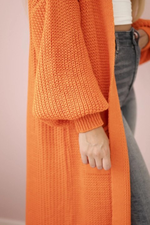 Sweter długi kardigan pomarańczowy Sweter długi kardigan pomarańczowy