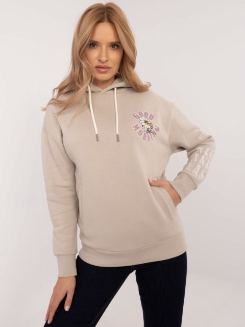 Beżowa bluza z nadrukiem na plecach SUBLEVEL Beżowa bluza z nadrukiem na plecach SUBLEVEL