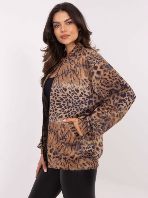 Camelowa rozpinana bluza w panterkę z eko zamszu Camelowa rozpinana bluza w panterkę z eko zamszu