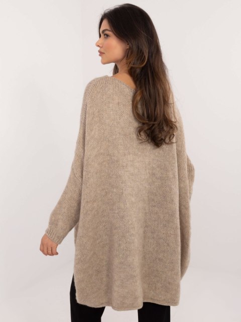 Beżowy sweter oversize z wełną OCH BELLA Beżowy sweter oversize z wełną OCH BELLA