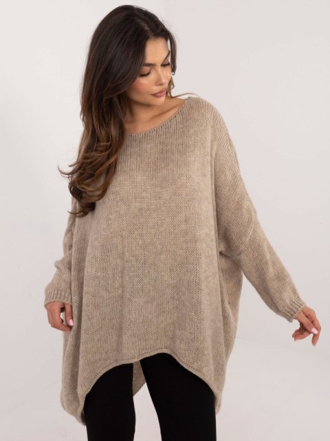 Beżowy sweter oversize z wełną OCH BELLA Beżowy sweter oversize z wełną OCH BELLA