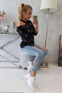 Bluzka z nadrukiem serc czarna