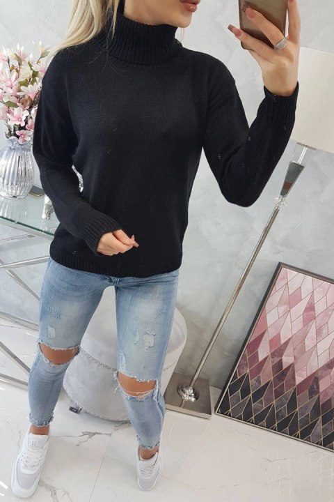 Sweter z wywijanym golfem czarny Sweter z wywijanym golfem czarny