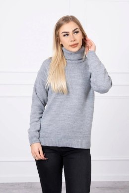 Sweter z wywijanym golfem szary