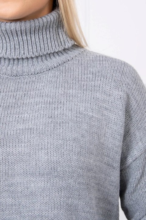 Sweter z wywijanym golfem szary Sweter z wywijanym golfem szary