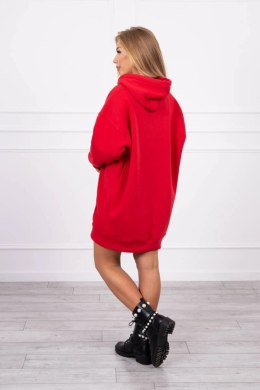 Bluza ocieplana z haftowanym napisem oversize czerwona