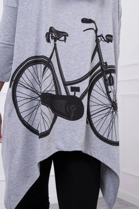 Bluza z nadrukiem roweru szara Bluza z nadrukiem roweru szara