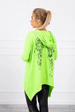 Bluza z nadrukiem skrzydeł zielony neon