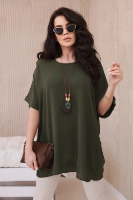 Bluzka oversize z wisiorkiem khaki