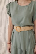 Sukienka z falbankami jasne khaki