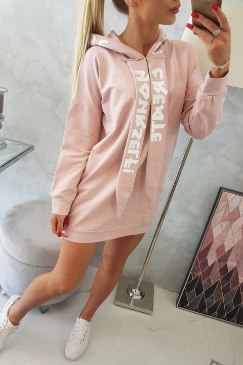 Sukienka z kapturem Oversize ciemny pudrowy róż Sukienka z kapturem Oversize ciemny pudrowy róż