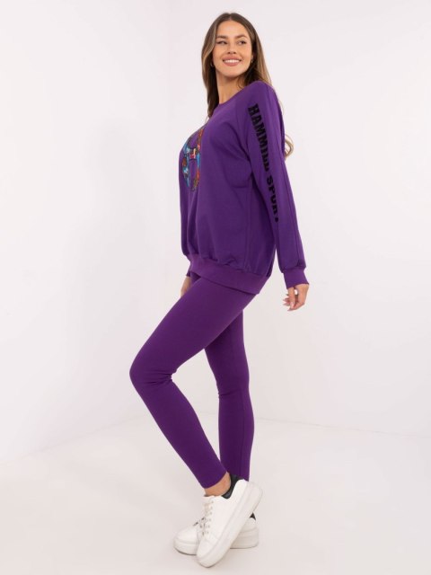 Ciemnofioletowy casualowy komplet z legginsami Ciemnofioletowy casualowy komplet z legginsami