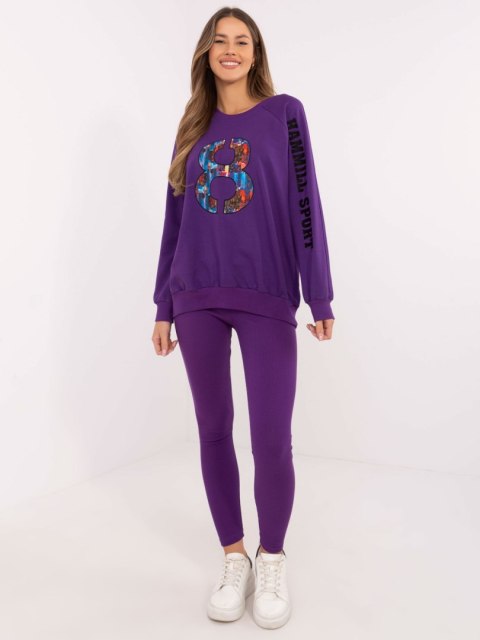 Ciemnofioletowy casualowy komplet z legginsami Ciemnofioletowy casualowy komplet z legginsami