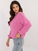 Sweter oversize z wełną okrągły dekolt