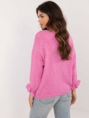 Sweter oversize z wełną okrągły dekolt