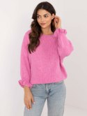 Sweter oversize z wełną okrągły dekolt