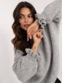 Sweter oversize z wełną okrągły dekolt