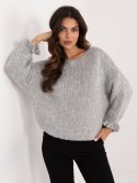 Sweter oversize z wełną okrągły dekolt