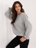 Sweter oversize z wełną okrągły dekolt