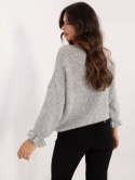 Sweter oversize z wełną okrągły dekolt