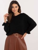 Sweter oversize z wełną okrągły dekolt