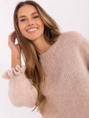 Sweter oversize z wełną okrągły dekolt