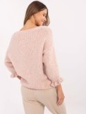 Sweter oversize z wełną okrągły dekolt