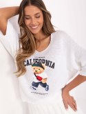 Damski sweter oversize z nadrukiem misia