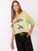 Damski sweter oversize z nadrukiem misia