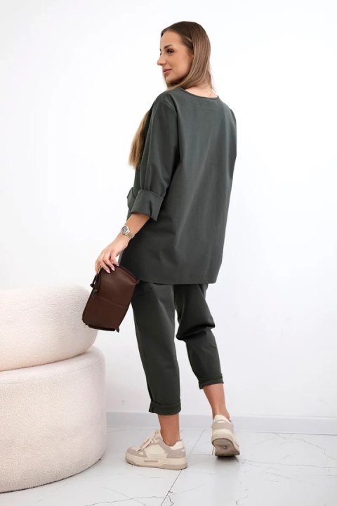 Komplet punto bluza + spodnie khaki Komplet punto bluza + spodnie khaki