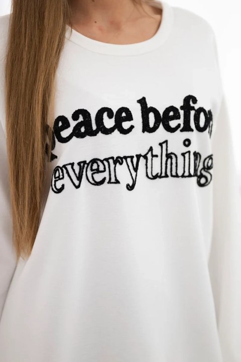 Bluza z haftowany napisem ecru Bluza z haftowany napisem ecru