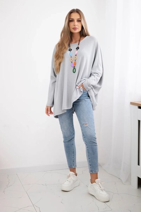 Bluzka oversize z wisiorkiem szara Bluzka oversize z wisiorkiem szara