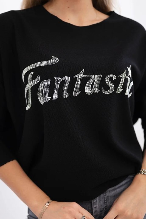 Bluzka z napisem Fantastic czarna Bluzka z napisem Fantastic czarna