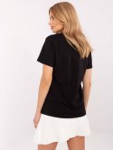 Czarny damski t-shirt z aplikacją z dżetów