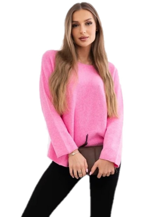 Sweter z okrągłym dekoltem różowy Sweter z okrągłym dekoltem różowy