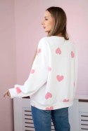 Bluza masełko z nadrukiem serc pudrowy róż