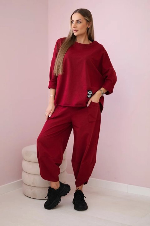 Komplet bawełniany bluza + spodnie bordowy Komplet bawełniany bluza + spodnie bordowy