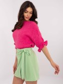 Sweter oversize z dodatkiem wełny z falbanką na rękawie