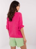 Sweter oversize z dodatkiem wełny z falbanką na rękawie