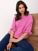Sweter oversize z dodatkiem wełny z falbanką na rękawie
